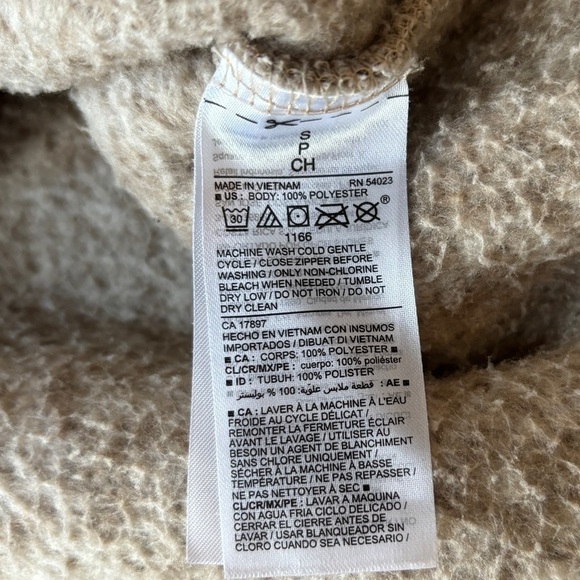 Old Navy Quarter Zip Sherpa Front Pockets Beige Women's Size Small - Picture 4 of 10